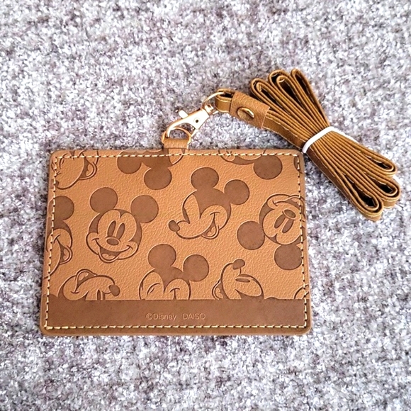 Disney Mickey Mouse Brown ID Holder & Lanyard - Picture 1 of 4